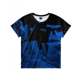 Детская футболка 3D с принтом Abstract blue collection в Екатеринбурге, 100% гипоаллергенный полиэфир | прямой крой, круглый вырез горловины, длина до линии бедер, чуть спущенное плечо, ткань немного тянется | abstraction | geometry | абстракция | геометрия | грань | краски | кубик | кубики | линии | мозаика | разноцветные | ребро | текстура | тени | узор