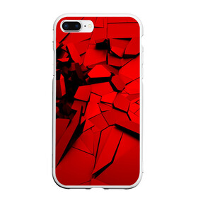 Чехол для iPhone 7Plus/8 Plus матовый с принтом Carbon abstraction RED в Екатеринбурге, Силикон | Область печати: задняя сторона чехла, без боковых панелей | abstraction | geometry | абстракция | геометрия | грань | краски | кубик | кубики | линии | мозаика | разноцветные | ребро | текстура | тени | узор