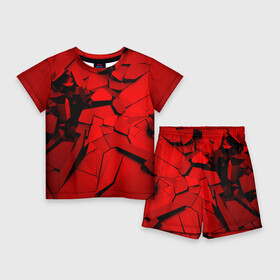 Детский костюм с шортами 3D с принтом Carbon abstraction RED в Екатеринбурге,  |  | Тематика изображения на принте: abstraction | geometry | абстракция | геометрия | грань | краски | кубик | кубики | линии | мозаика | разноцветные | ребро | текстура | тени | узор