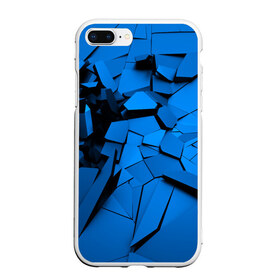 Чехол для iPhone 7Plus/8 Plus матовый с принтом Carbon abstraction BLUE в Екатеринбурге, Силикон | Область печати: задняя сторона чехла, без боковых панелей | abstraction | geometry | абстракция | геометрия | грань | краски | кубик | кубики | линии | мозаика | разноцветные | ребро | текстура | тени | узор