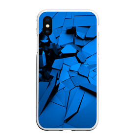 Чехол для iPhone XS Max матовый с принтом Carbon abstraction BLUE в Екатеринбурге, Силикон | Область печати: задняя сторона чехла, без боковых панелей | abstraction | geometry | абстракция | геометрия | грань | краски | кубик | кубики | линии | мозаика | разноцветные | ребро | текстура | тени | узор