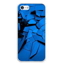 Чехол для iPhone 5/5S матовый с принтом Carbon abstraction BLUE в Екатеринбурге, Силикон | Область печати: задняя сторона чехла, без боковых панелей | abstraction | geometry | абстракция | геометрия | грань | краски | кубик | кубики | линии | мозаика | разноцветные | ребро | текстура | тени | узор