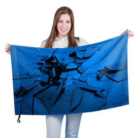 Флаг 3D с принтом Carbon abstraction BLUE в Екатеринбурге, 100% полиэстер | плотность ткани — 95 г/м2, размер — 67 х 109 см. Принт наносится с одной стороны | abstraction | geometry | абстракция | геометрия | грань | краски | кубик | кубики | линии | мозаика | разноцветные | ребро | текстура | тени | узор