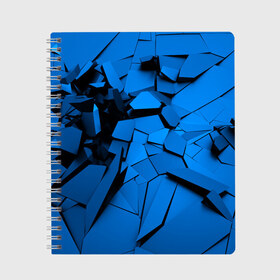 Тетрадь с принтом Carbon abstraction BLUE в Екатеринбурге, 100% бумага | 48 листов, плотность листов — 60 г/м2, плотность картонной обложки — 250 г/м2. Листы скреплены сбоку удобной пружинной спиралью. Уголки страниц и обложки скругленные. Цвет линий — светло-серый
 | abstraction | geometry | абстракция | геометрия | грань | краски | кубик | кубики | линии | мозаика | разноцветные | ребро | текстура | тени | узор