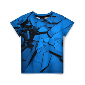 Детская футболка 3D с принтом Carbon abstraction BLUE в Екатеринбурге, 100% гипоаллергенный полиэфир | прямой крой, круглый вырез горловины, длина до линии бедер, чуть спущенное плечо, ткань немного тянется | abstraction | geometry | абстракция | геометрия | грань | краски | кубик | кубики | линии | мозаика | разноцветные | ребро | текстура | тени | узор