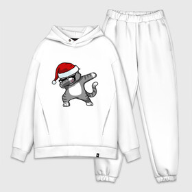 Мужской костюм хлопок OVERSIZE с принтом DAB Cat Santa в Екатеринбурге,  |  | даб | кот | новогодний | рождество | шапка