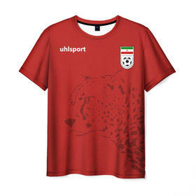 Мужская футболка 3D с принтом Иран, форма в Екатеринбурге, 100% полиэфир | прямой крой, круглый вырез горловины, длина до линии бедер | Тематика изображения на принте: fifa | леопард | фифа | флаг | чемпионат мира