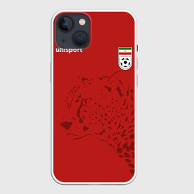 Чехол для iPhone 13 с принтом Иран, форма в Екатеринбурге,  |  | Тематика изображения на принте: fifa | леопард | фифа | флаг | чемпионат мира