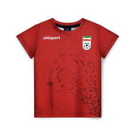 Детская футболка 3D с принтом Иран, форма в Екатеринбурге, 100% гипоаллергенный полиэфир | прямой крой, круглый вырез горловины, длина до линии бедер, чуть спущенное плечо, ткань немного тянется | fifa | леопард | фифа | флаг | чемпионат мира