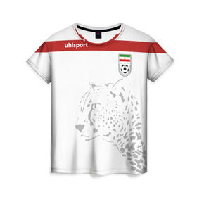Женская футболка 3D с принтом Иран, форма в Екатеринбурге, 100% полиэфир ( синтетическое хлопкоподобное полотно) | прямой крой, круглый вырез горловины, длина до линии бедер | fifa | леопард | фифа | чемпионат мира