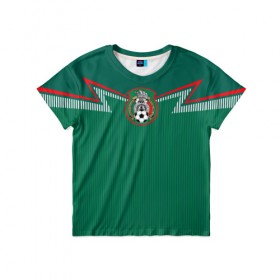 Детская футболка 3D с принтом Мексика, форма в Екатеринбурге, 100% гипоаллергенный полиэфир | прямой крой, круглый вырез горловины, длина до линии бедер, чуть спущенное плечо, ткань немного тянется | fifa | mexico | мира | фифа | чемпионат | эмблема
