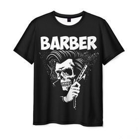 Мужская футболка 3D с принтом БАРБЕР 2-х сторонняя в Екатеринбурге, 100% полиэфир | прямой крой, круглый вырез горловины, длина до линии бедер | barbershop | барбер | барбершоп