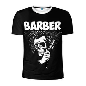 Мужская футболка 3D спортивная с принтом БАРБЕР 2-х сторонняя в Екатеринбурге, 100% полиэстер с улучшенными характеристиками | приталенный силуэт, круглая горловина, широкие плечи, сужается к линии бедра | barbershop | барбер | барбершоп