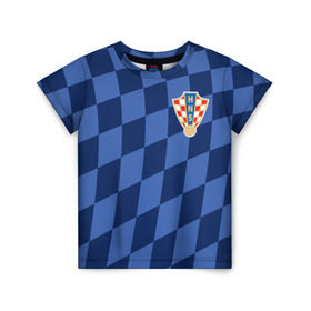 Детская футболка 3D с принтом Хорватия, форма в Екатеринбурге, 100% гипоаллергенный полиэфир | прямой крой, круглый вырез горловины, длина до линии бедер, чуть спущенное плечо, ткань немного тянется | croatia | fc | fifa | football | national team | uniform | сборная | фифа | фк | форма | футбол | хорватия