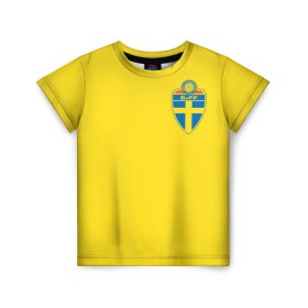 Детская футболка 3D с принтом Швеция, форма в Екатеринбурге, 100% гипоаллергенный полиэфир | прямой крой, круглый вырез горловины, длина до линии бедер, чуть спущенное плечо, ткань немного тянется | fifa | фифа | чемпионат мира