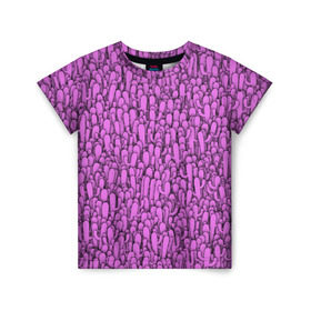 Детская футболка 3D с принтом Розовые кактусы в Екатеринбурге, 100% гипоаллергенный полиэфир | прямой крой, круглый вырез горловины, длина до линии бедер, чуть спущенное плечо, ткань немного тянется | гламур | гламурный | кактус | колючки | мексика | паттерн | пустыня | растения | розовый | шипы