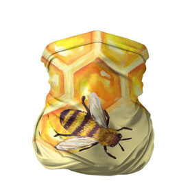 Бандана-труба 3D с принтом Любители меда в Екатеринбурге, 100% полиэстер, ткань с особыми свойствами — Activecool | плотность 150‒180 г/м2; хорошо тянется, но сохраняет форму | крылья | мед | насекомое | полет | природа | пчелы | улей | цветное | яркое