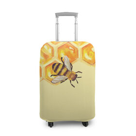 Чехол для чемодана 3D с принтом Любители меда в Екатеринбурге, 86% полиэфир, 14% спандекс | двустороннее нанесение принта, прорези для ручек и колес | крылья | мед | насекомое | полет | природа | пчелы | улей | цветное | яркое