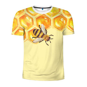 Мужская футболка 3D спортивная с принтом Любители меда в Екатеринбурге, 100% полиэстер с улучшенными характеристиками | приталенный силуэт, круглая горловина, широкие плечи, сужается к линии бедра | крылья | мед | насекомое | полет | природа | пчелы | улей | цветное | яркое