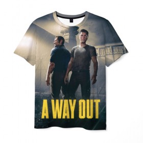 Мужская футболка 3D с принтом A Way Out в Екатеринбурге, 100% полиэфир | прямой крой, круглый вырез горловины, длина до линии бедер | a way out