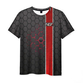 Мужская футболка 3D с принтом N7 в Екатеринбурге, 100% полиэфир | прямой крой, круглый вырез горловины, длина до линии бедер | n7 | броня | игры | костюм | логотип