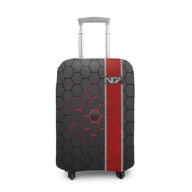 Чехол для чемодана 3D с принтом N7 в Екатеринбурге, 86% полиэфир, 14% спандекс | двустороннее нанесение принта, прорези для ручек и колес | n7 | броня | игры | костюм | логотип