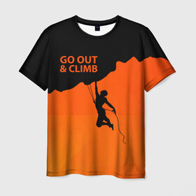 Мужская футболка 3D с принтом climbing в Екатеринбурге, 100% полиэфир | прямой крой, круглый вырез горловины, длина до линии бедер | adrenaline | extreme | hiking | mountaineering | mountains | risk | rock climb | rocks | sport | адреналин | альпинизм | высота | горы | риск | скалолазание | скалы | спорт | туризм | экстрим