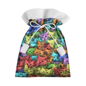 Подарочный 3D мешок с принтом Разноцветные коты в Екатеринбурге, 100% полиэстер | Размер: 29*39 см | котенок | котик | котята | кошка | кошки | паттерн