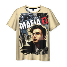 Мужская футболка 3D с принтом MAFIA 2 в Екатеринбурге, 100% полиэфир | прямой крой, круглый вырез горловины, длина до линии бедер | Тематика изображения на принте: gangster | gun | mafia | гангстер | игра | мафия | оружия | сша | чикаго