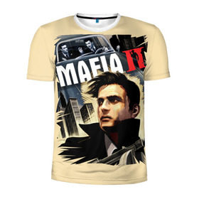 Мужская футболка 3D спортивная с принтом MAFIA 2 в Екатеринбурге, 100% полиэстер с улучшенными характеристиками | приталенный силуэт, круглая горловина, широкие плечи, сужается к линии бедра | gangster | gun | mafia | гангстер | игра | мафия | оружия | сша | чикаго