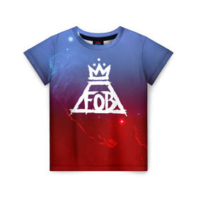 Детская футболка 3D с принтом FALL OUT BOY SPACE COLLECTION в Екатеринбурге, 100% гипоаллергенный полиэфир | прямой крой, круглый вырез горловины, длина до линии бедер, чуть спущенное плечо, ткань немного тянется | Тематика изображения на принте: fall out boy | logo | music | pop | rock | альтернатива | металл | музыка | музыкальный | поп | рок