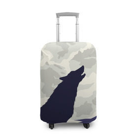 Чехол для чемодана 3D с принтом Ночной житель в Екатеринбурге, 86% полиэфир, 14% спандекс | двустороннее нанесение принта, прорези для ручек и колес | волк | дикая | дикий | животное | лес | луна | ночь | собака | тьма