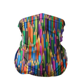 Бандана-труба 3D с принтом Разноцветные карандаши в Екатеринбурге, 100% полиэстер, ткань с особыми свойствами — Activecool | плотность 150‒180 г/м2; хорошо тянется, но сохраняет форму | дизайнер | карандаш | палитра | паттерн | радуга | рисование | рисунок | художник | цвет | цветной | школа