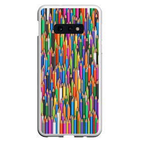 Чехол для Samsung S10E с принтом Разноцветные карандаши в Екатеринбурге, Силикон | Область печати: задняя сторона чехла, без боковых панелей | дизайнер | карандаш | палитра | паттерн | радуга | рисование | рисунок | художник | цвет | цветной | школа