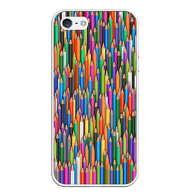 Чехол для iPhone 5/5S матовый с принтом Разноцветные карандаши в Екатеринбурге, Силикон | Область печати: задняя сторона чехла, без боковых панелей | дизайнер | карандаш | палитра | паттерн | радуга | рисование | рисунок | художник | цвет | цветной | школа