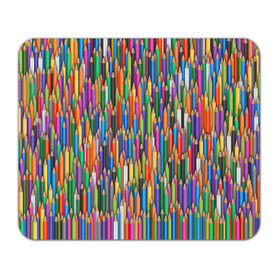 Коврик прямоугольный с принтом Разноцветные карандаши в Екатеринбурге, натуральный каучук | размер 230 х 185 мм; запечатка лицевой стороны | дизайнер | карандаш | палитра | паттерн | радуга | рисование | рисунок | художник | цвет | цветной | школа
