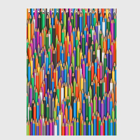 Скетчбук с принтом Разноцветные карандаши в Екатеринбурге, 100% бумага
 | 48 листов, плотность листов — 100 г/м2, плотность картонной обложки — 250 г/м2. Листы скреплены сверху удобной пружинной спиралью | дизайнер | карандаш | палитра | паттерн | радуга | рисование | рисунок | художник | цвет | цветной | школа