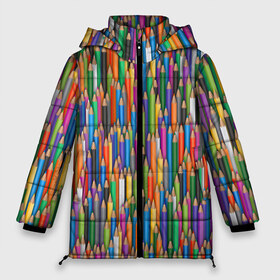 Женская зимняя куртка 3D с принтом Разноцветные карандаши в Екатеринбурге, верх — 100% полиэстер; подкладка — 100% полиэстер; утеплитель — 100% полиэстер | длина ниже бедра, силуэт Оверсайз. Есть воротник-стойка, отстегивающийся капюшон и ветрозащитная планка. 

Боковые карманы с листочкой на кнопках и внутренний карман на молнии | дизайнер | карандаш | палитра | паттерн | радуга | рисование | рисунок | художник | цвет | цветной | школа