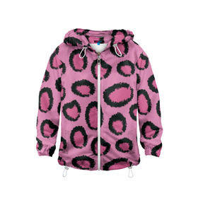 Детская ветровка 3D с принтом Розовый гепард в Екатеринбурге, 100% полиэстер | подол и капюшон оформлены резинкой с фиксаторами, по бокам два кармана без застежек, один потайной карман на груди | африка | животное | леопард