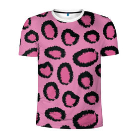 Мужская футболка 3D спортивная с принтом Розовый гепард в Екатеринбурге, 100% полиэстер с улучшенными характеристиками | приталенный силуэт, круглая горловина, широкие плечи, сужается к линии бедра | Тематика изображения на принте: африка | животное | леопард