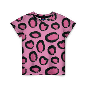 Детская футболка 3D с принтом Розовый гепард в Екатеринбурге, 100% гипоаллергенный полиэфир | прямой крой, круглый вырез горловины, длина до линии бедер, чуть спущенное плечо, ткань немного тянется | Тематика изображения на принте: африка | животное | леопард