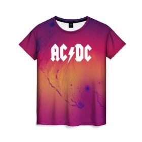 Женская футболка 3D с принтом AC DC COLLECTION SPACE EDITION в Екатеринбурге, 100% полиэфир ( синтетическое хлопкоподобное полотно) | прямой крой, круглый вырез горловины, длина до линии бедер | ac dc | logo | music | pop | rock | usa | альтернатива | металл | музыка | музыкальный | поп | рок