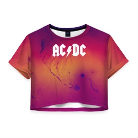 Женская футболка 3D укороченная с принтом AC DC COLLECTION SPACE EDITION в Екатеринбурге, 100% полиэстер | круглая горловина, длина футболки до линии талии, рукава с отворотами | ac dc | logo | music | pop | rock | usa | альтернатива | металл | музыка | музыкальный | поп | рок