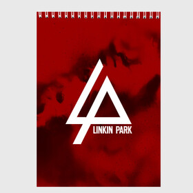 Скетчбук с принтом LINKIN PARK COLOR RED MUSIC в Екатеринбурге, 100% бумага
 | 48 листов, плотность листов — 100 г/м2, плотность картонной обложки — 250 г/м2. Листы скреплены сверху удобной пружинной спиралью | linkin park | logo | music | pop | rock | альтернатива | металл | музыка | музыкальный | поп | рок | честер беннингтон