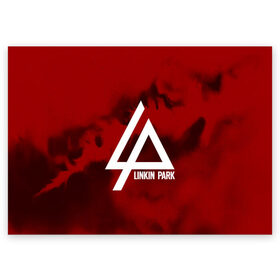 Поздравительная открытка с принтом LINKIN PARK COLOR RED MUSIC в Екатеринбурге, 100% бумага | плотность бумаги 280 г/м2, матовая, на обратной стороне линовка и место для марки
 | linkin park | logo | music | pop | rock | альтернатива | металл | музыка | музыкальный | поп | рок | честер беннингтон