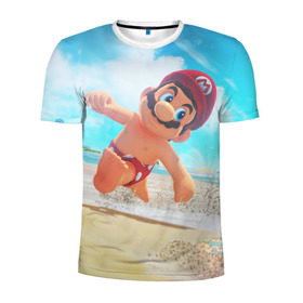 Мужская футболка 3D спортивная с принтом Super Mario Odyssey в Екатеринбурге, 100% полиэстер с улучшенными характеристиками | приталенный силуэт, круглая горловина, широкие плечи, сужается к линии бедра | Тематика изображения на принте: nintendo | super mario odyssey | марио | нинтендо