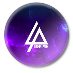 Значок с принтом LINKIN PARK SPACE COLOR 2018 в Екатеринбурге,  металл | круглая форма, металлическая застежка в виде булавки | linkin park | logo | music | pop | rock | альтернатива | металл | музыка | музыкальный | поп | рок | честер беннингтон