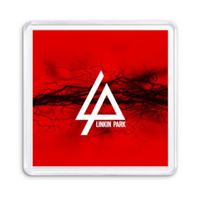 Магнит 55*55 с принтом LINKIN PARK lightning red в Екатеринбурге, Пластик | Размер: 65*65 мм; Размер печати: 55*55 мм | linkin park | logo | music | pop | rock | альтернатива | металл | музыка | музыкальный | поп | рок | честер беннингтон