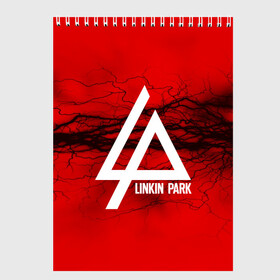 Скетчбук с принтом LINKIN PARK lightning red в Екатеринбурге, 100% бумага
 | 48 листов, плотность листов — 100 г/м2, плотность картонной обложки — 250 г/м2. Листы скреплены сверху удобной пружинной спиралью | linkin park | logo | music | pop | rock | альтернатива | металл | музыка | музыкальный | поп | рок | честер беннингтон