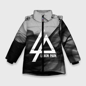 Зимняя куртка для девочек 3D с принтом LINKIN PARK SMOKE GRAY 2018 в Екатеринбурге, ткань верха — 100% полиэстер; подклад — 100% полиэстер, утеплитель — 100% полиэстер. | длина ниже бедра, удлиненная спинка, воротник стойка и отстегивающийся капюшон. Есть боковые карманы с листочкой на кнопках, утяжки по низу изделия и внутренний карман на молнии. 

Предусмотрены светоотражающий принт на спинке, радужный светоотражающий элемент на пуллере молнии и на резинке для утяжки. | linkin park | logo | music | pop | rock | альтернатива | металл | музыка | музыкальный | поп | рок | честер беннингтон